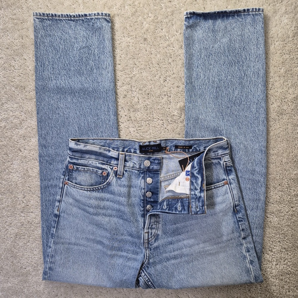 Alex Mill AM Original Jeans Mens 31/32 Light Wash Blue Denim Heavy 80s Dad USA